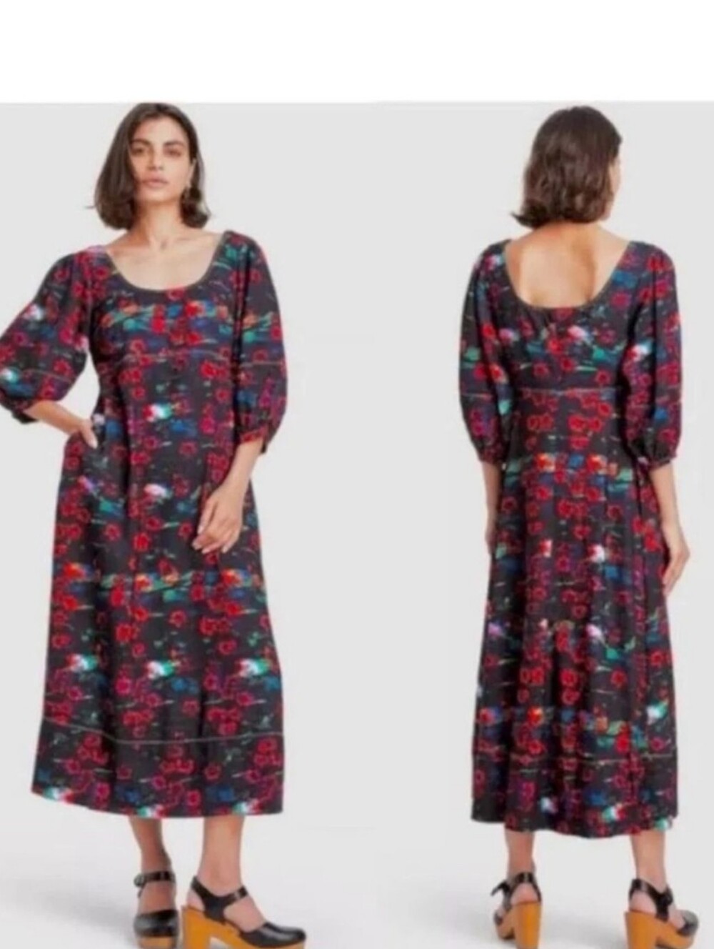 NEW Rachel Comey Target Floral Midi Dress 4 Puff Sleeve Pockets Cottagecore Chic